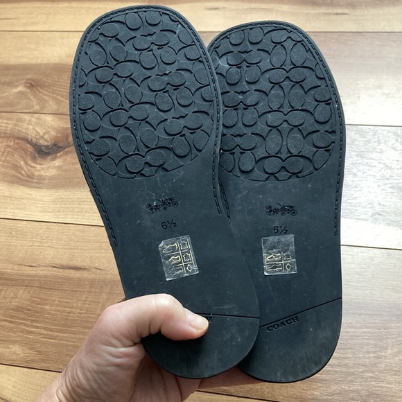 Coach Black Slide Sandals with Gold Accent - Picture 7 of 11